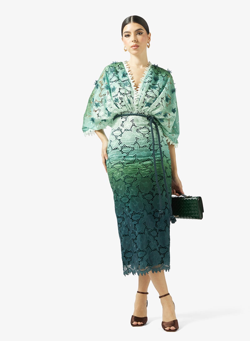 Threadz by Ajooni Floral Lace Midi Dress - Image 4